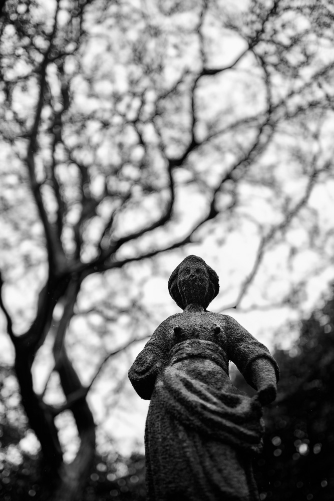 compostela revelada escultura en xardín do Pazo de Amarante